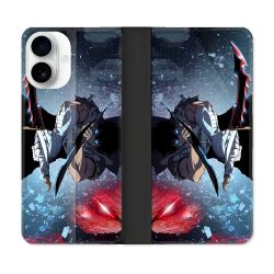 Housse cuir portefeuille Pour Iphone 17 Manga Solo Leveling Sung Epee