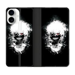 Housse cuir portefeuille Pour Iphone 17 Manga Tokyo Ghoul Kaneki Tag