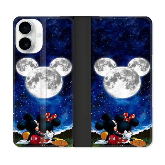 Housse cuir portefeuille Pour Iphone 17 Mickey Minnie