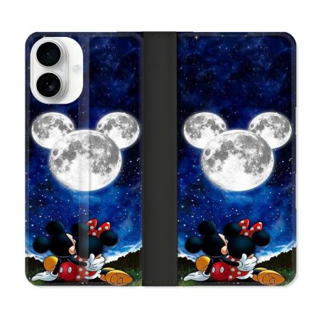 Housse cuir portefeuille Pour Iphone 17 Mickey Minnie