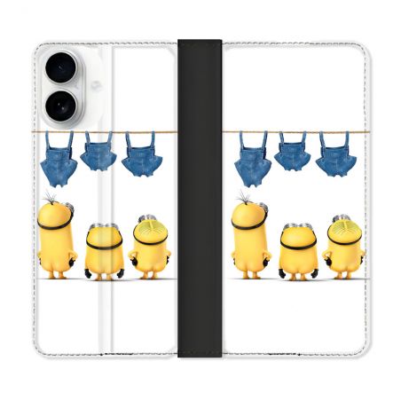 Housse cuir portefeuille Pour Iphone 17 Minions Nus