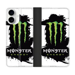 Housse cuir portefeuille Pour Iphone 17 Monster Energy Tache