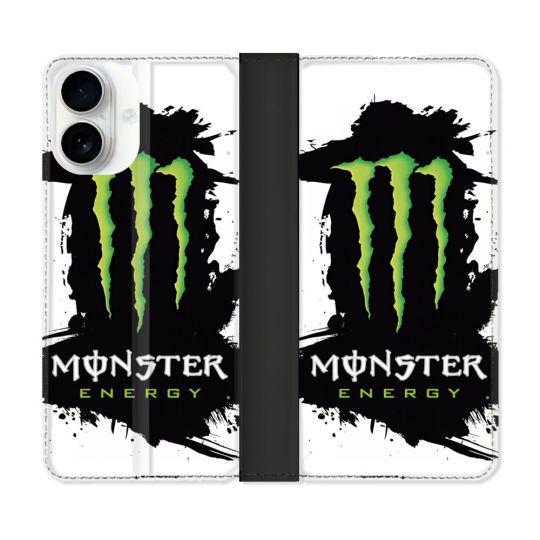 Housse cuir portefeuille Pour Iphone 17 Monster Energy Tache