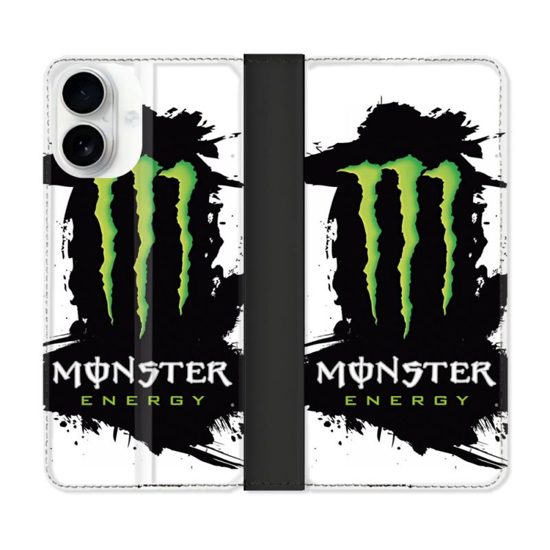 Housse cuir portefeuille Pour Iphone 17 Monster Energy Tache