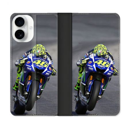Housse cuir portefeuille Pour Iphone 17 Moto Course GP Wheeling 46