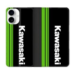 Housse cuir portefeuille Pour Iphone 17 Moto Kawasaki