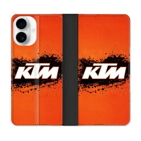 Housse cuir portefeuille Pour Iphone 17 Moto KTM
