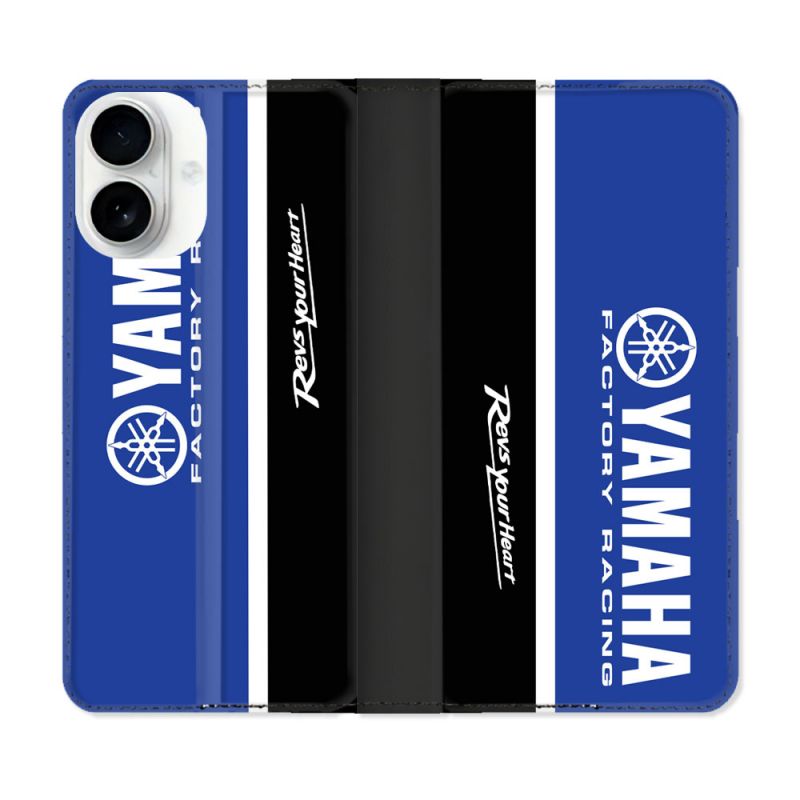 Housse cuir portefeuille Pour Iphone 17 Moto Yamaha