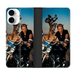 Housse cuir portefeuille Pour Iphone 17 Musique Johnny Hallyday Moto