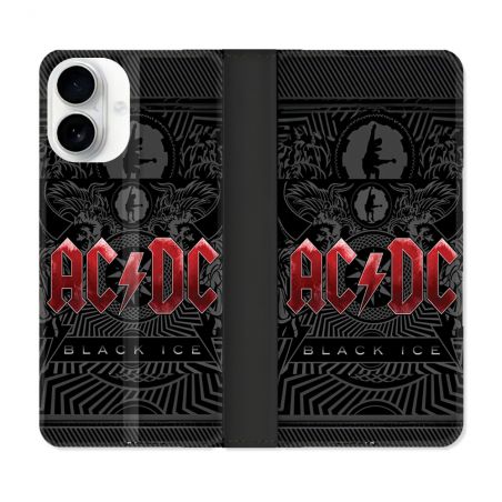 Housse cuir portefeuille Pour Iphone 17 Musique Rock ACDC Rouge