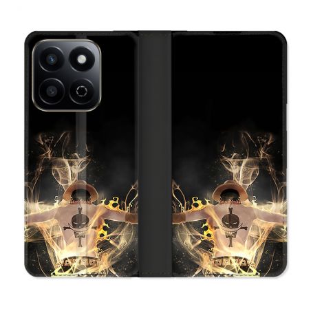 Housse cuir portefeuille Pour Honor 200 Smart 5G Manga One Piece Ace Noir