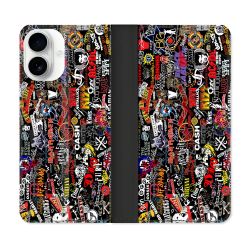 Housse cuir portefeuille Pour Iphone 17 Musique Rock Groupe