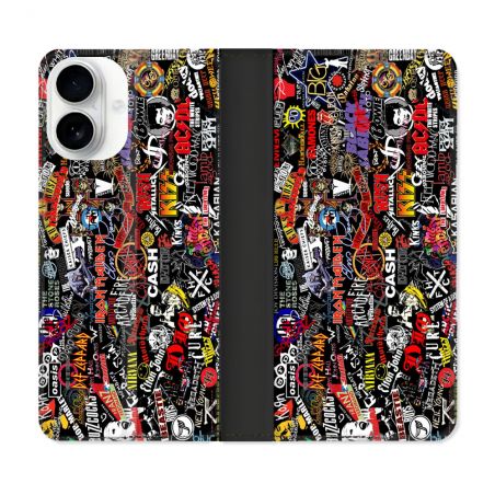 Housse cuir portefeuille Pour Iphone 17 Musique Rock Groupe