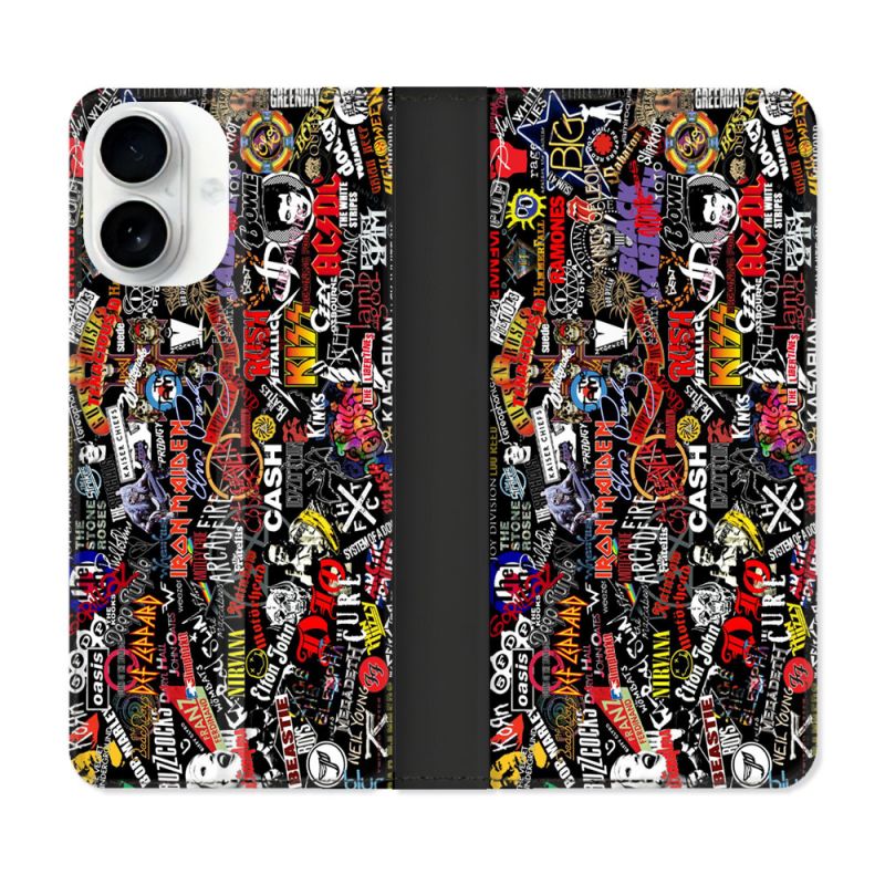 Housse cuir portefeuille Pour Iphone 17 Musique Rock Groupe