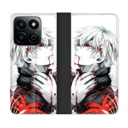 Housse cuir portefeuille Pour Honor 200 Smart 5G Manga Tokyo Ghoul Kaneki Blanc