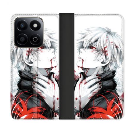 Housse cuir portefeuille Pour Honor 200 Smart 5G Manga Tokyo Ghoul Kaneki Blanc