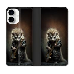 Housse cuir portefeuille Pour Iphone 17 Musique Rock Herisson