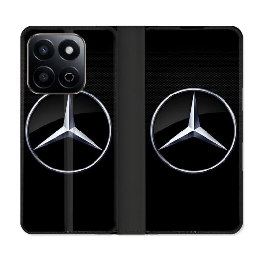Housse cuir portefeuille Pour Honor 200 Smart 5G Mercedes Carbone