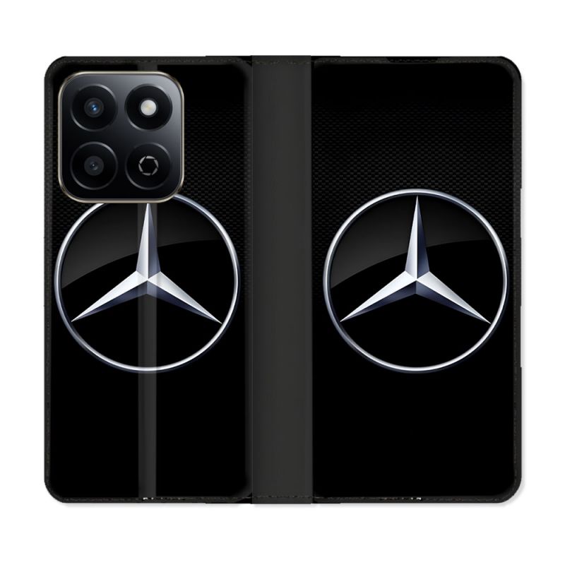 Housse cuir portefeuille Pour Honor 200 Smart 5G Mercedes Carbone