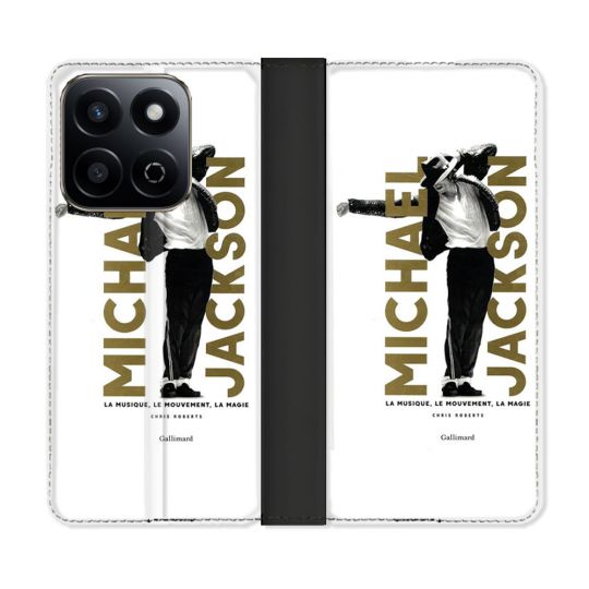 Housse cuir portefeuille Pour Honor 200 Smart 5G Michael Jackson Blanc