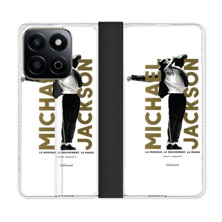 Housse cuir portefeuille Pour Honor 200 Smart 5G Michael Jackson Blanc