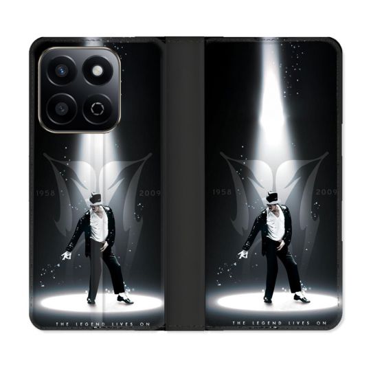 Housse cuir portefeuille Pour Honor 200 Smart 5G Michael Jackson Noir