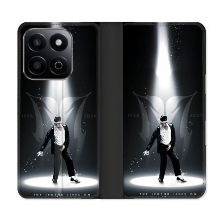 Housse cuir portefeuille Pour Honor 200 Smart 5G Michael Jackson Noir