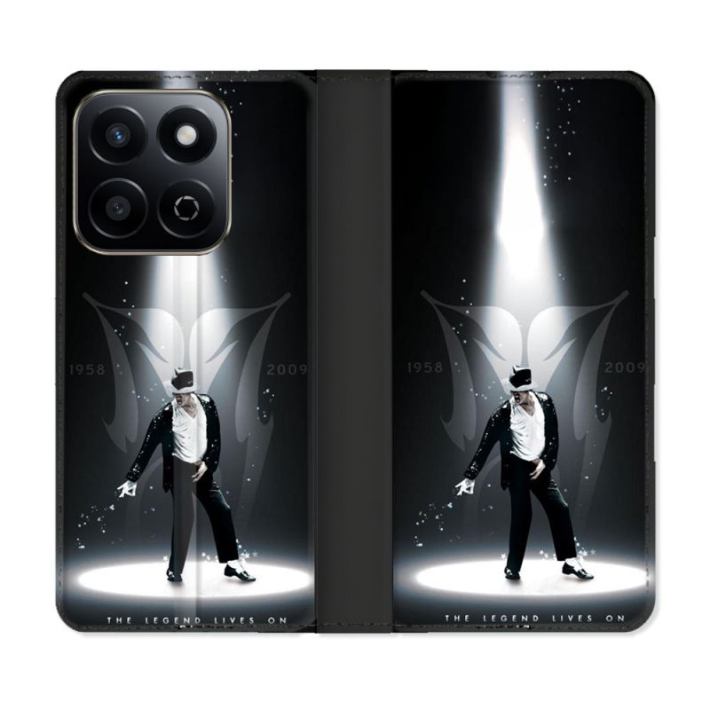 Housse cuir portefeuille Pour Honor 200 Smart 5G Michael Jackson Noir
