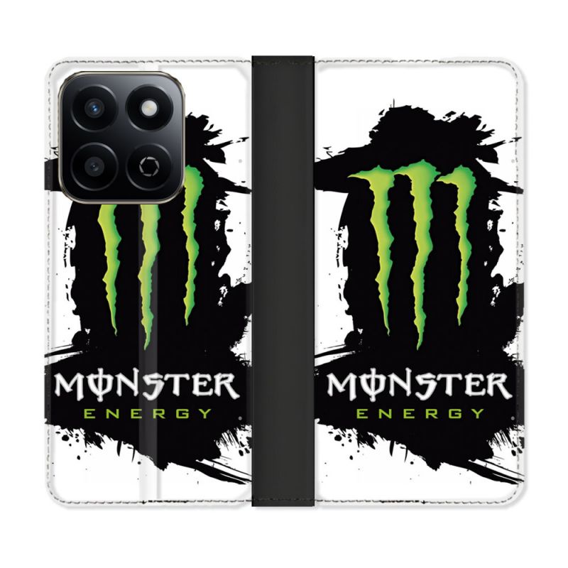 Housse cuir portefeuille Pour Honor 200 Smart 5G Monster Energy Tache