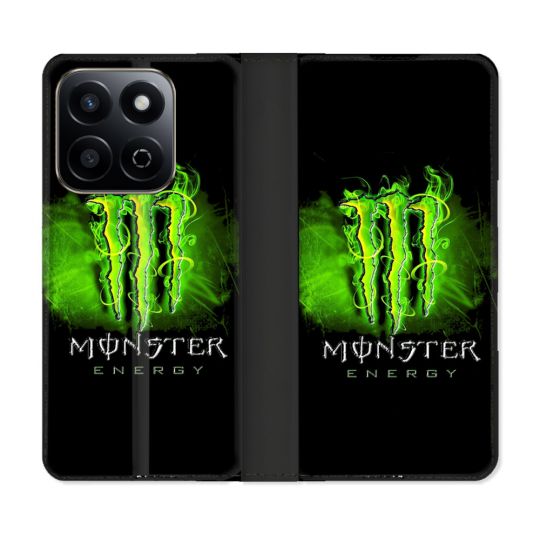 Housse cuir portefeuille Pour Honor 200 Smart 5G Monster Energy Vert