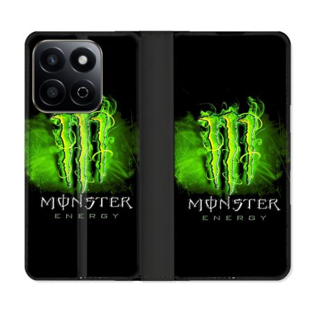 Housse cuir portefeuille Pour Honor 200 Smart 5G Monster Energy Vert