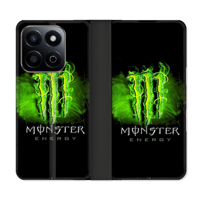 Housse cuir portefeuille Pour Honor 200 Smart 5G Monster Energy Vert