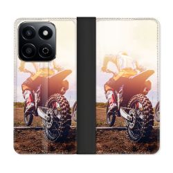 Housse cuir portefeuille Pour Honor 200 Smart 5G Moto Cross Soleil