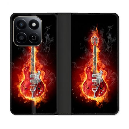 Housse cuir portefeuille Pour Honor 200 Smart 5G Musique Guitare Electrique