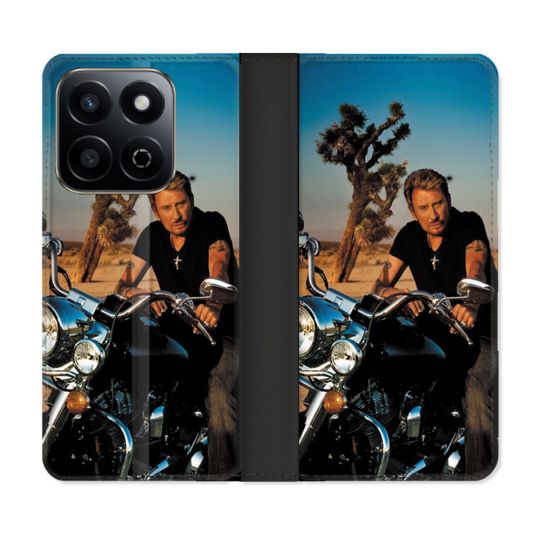 Housse cuir portefeuille Pour Honor 200 Smart 5G Musique Johnny Hallyday Moto