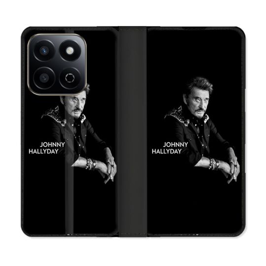 Housse cuir portefeuille Pour Honor 200 Smart 5G Musique Johnny Hallyday Noir