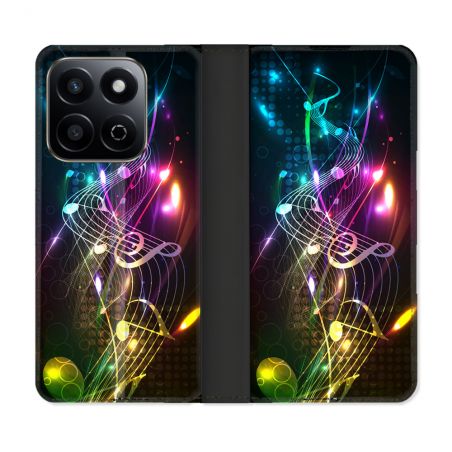 Housse cuir portefeuille Pour Honor 200 Smart 5G Musique Partition Multicolore