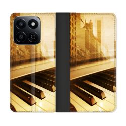 Housse cuir portefeuille Pour Honor 200 Smart 5G Musique Piano Retro