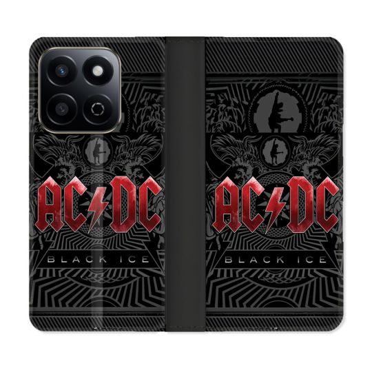 Housse cuir portefeuille Pour Honor 200 Smart 5G Musique Rock ACDC Rouge