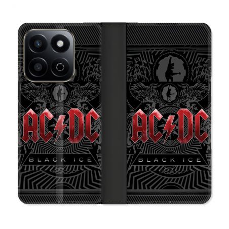 Housse cuir portefeuille Pour Honor 200 Smart 5G Musique Rock ACDC Rouge