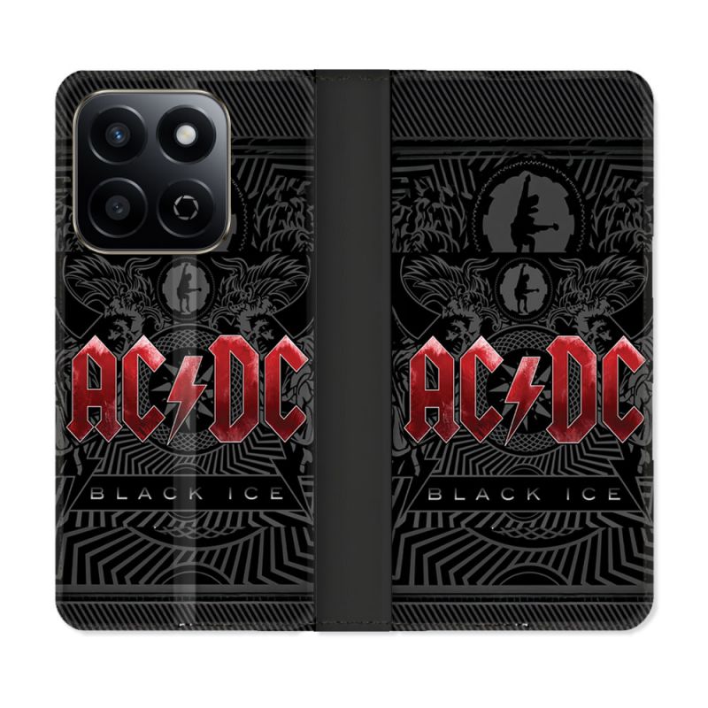 Housse cuir portefeuille Pour Honor 200 Smart 5G Musique Rock ACDC Rouge