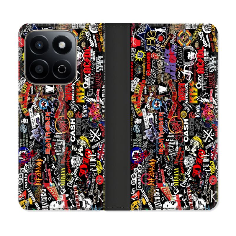 Housse cuir portefeuille Pour Honor 200 Smart 5G Musique Rock Groupe