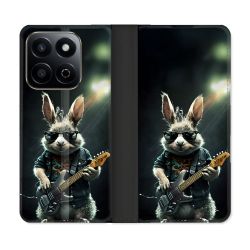 Housse cuir portefeuille Pour Honor 200 Smart 5G Musique Rock Lapin