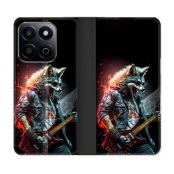 Housse cuir portefeuille Pour Honor 200 Smart 5G Musique Rock Loup
