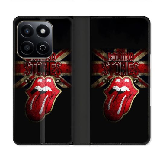 Housse cuir portefeuille Pour Honor 200 Smart 5G Musique Rolling Stones