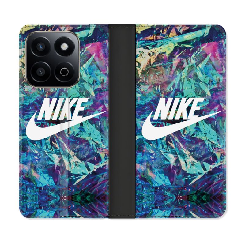 Housse cuir portefeuille Pour Honor 200 Smart 5G Nike Turquoise