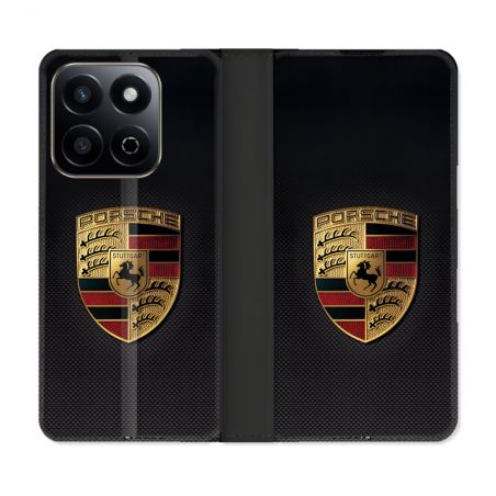 Housse cuir portefeuille Pour Honor 200 Smart 5G Porsche Carbone