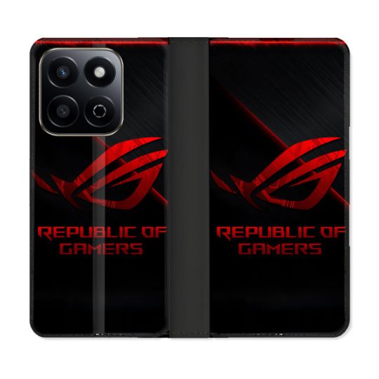Housse cuir portefeuille Pour Honor 200 Smart 5G ROG Rouge
