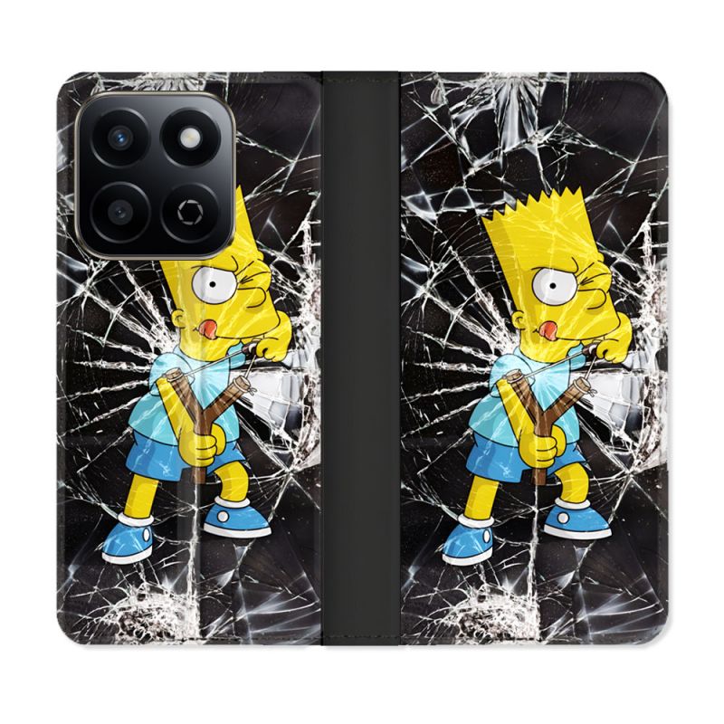 Housse cuir portefeuille Pour Honor 200 Smart 5G Simpson Bart
