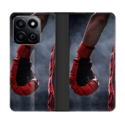 Housse cuir portefeuille Pour Honor 200 Smart 5G Sport Boxe Gant Rouge